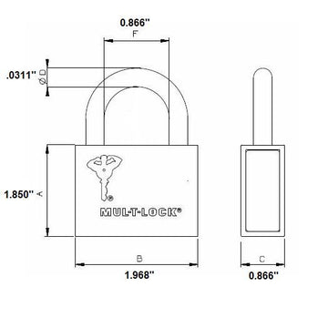 Mul-T-Lock MT5+MTL800 #08 C-Series Padlock - 5/16" Shackle